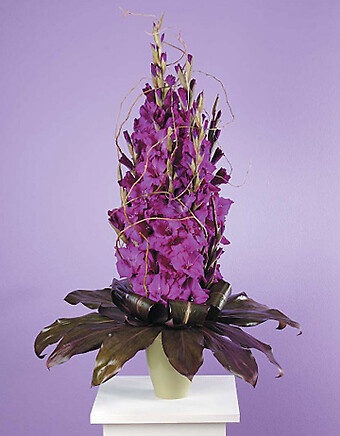 Stylized Purple Gladiolus with Ti Leaves