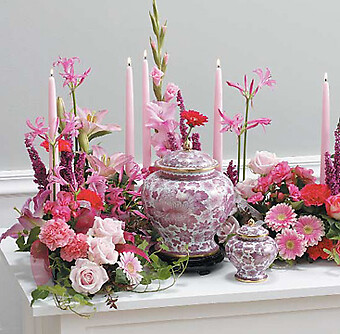 Pink Memorial Table with Candles